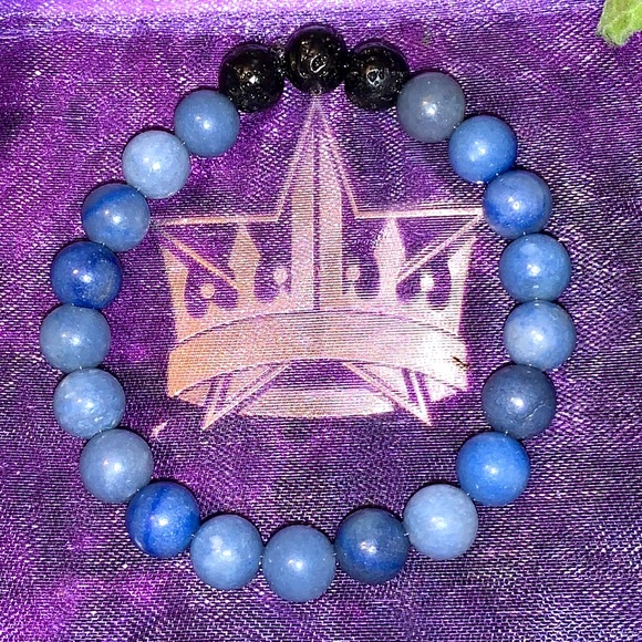 🪬2/$20🪬 8mm Genuine Nat Blue Aventurine Gemstone&Lava Rock - Picture 5 of 12